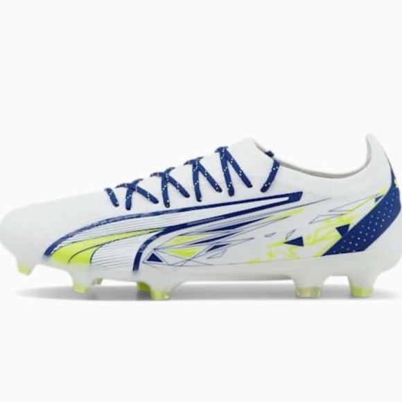 PUMA Ultra Ultimate CP FG/AG White and Blue Soccer Cleats - Picture 2 of 10